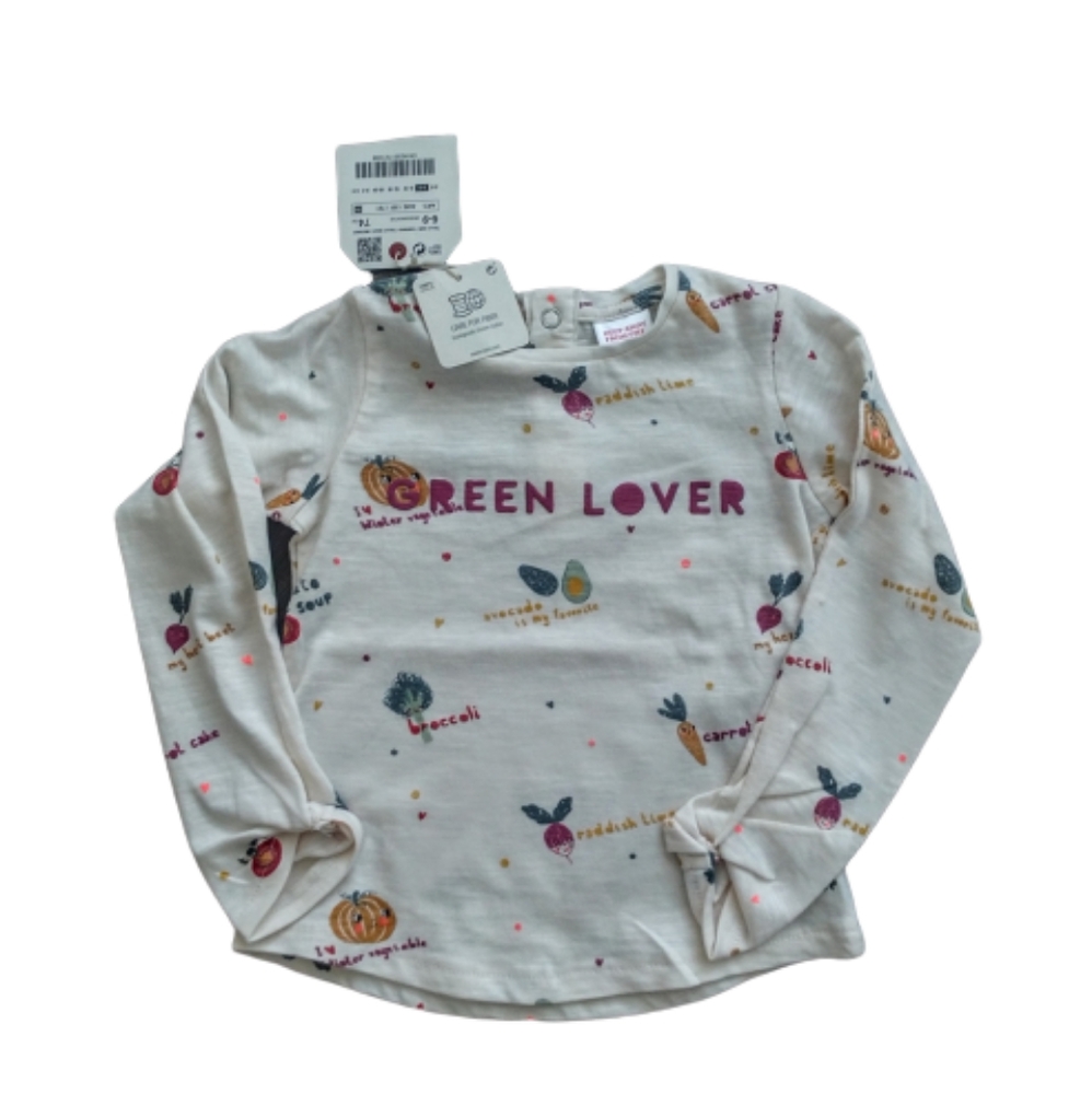 NWT Zara baby "Green Lover" top